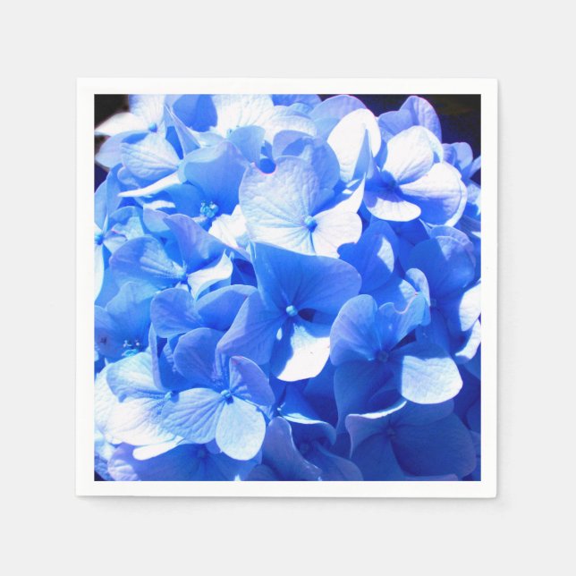 Kobaltblau Blütenblütenelegante Hydrangeas Serviette (Vorderseite)