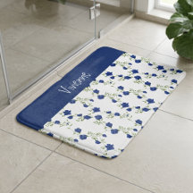 Kobaltblau-grüne Aquarell-Wildblumen-Monogramm