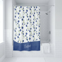 Kobaltblau Grüne Aquarell-Wildblumen-Monogramm