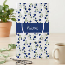 Kobaltblau-grüne Wildblumen-Wasserfarbe-Monogramm