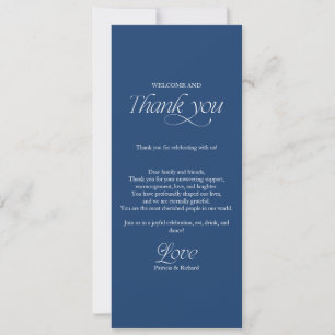 Kobaltblau Hochzeitsmenü und Danke-Platzkarte Einladung