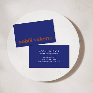 Kobaltblau Orange Fette Moderne Typografie Brandin Visitenkarte