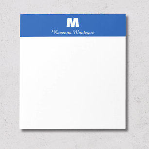 Kobaltblau personalisierter Name Buchstabe Monogra Notizblock