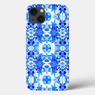 Kobaltblau und weißes Batik-Fliesenmuster Case-Mate iPhone Hülle