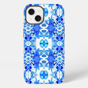 Kobaltblau und weißes Batik-Fliesenmuster iPhone 13 Hülle