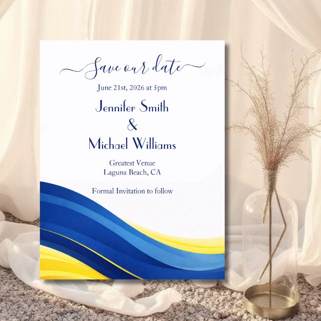 Kobaltblau und Zitronengelb Save The Date (Cobalt Blue and Lemon Yellow Save The Date)