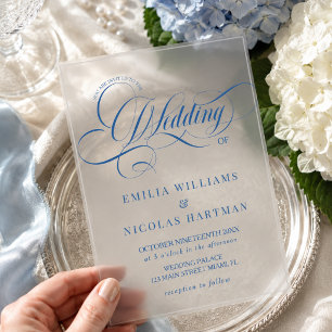 Kobaltblaue elegante Hochzeitseinladung Acryleinladungen