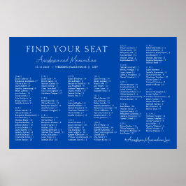 Kobaltblaue Hochzeit alphabetische Sitzordnung Poster