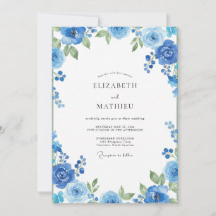 Kobaltblaue Hochzeit Einladung