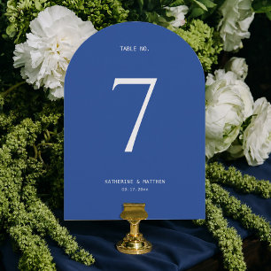 Kobaltblaue Hochzeitstisch-Nummernkarte Einladung