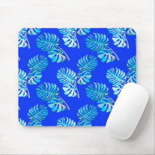Kobaltblaue Monstera Brise Mousepad