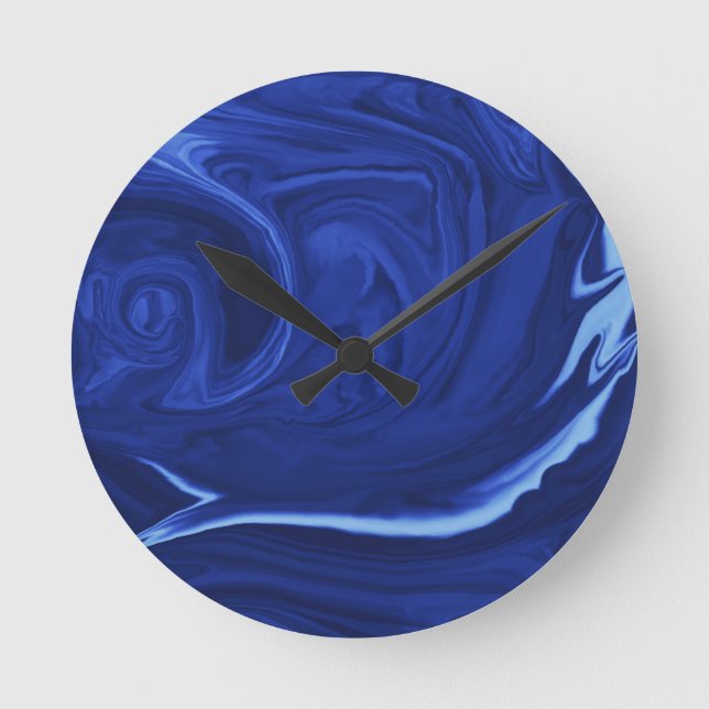 Kobaltblauer Hintergrund Texmade Runde Wanduhr (Vorderseite)