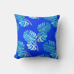 Kobaltblauer Monstera-Windhauch Kissen