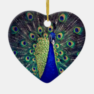 Kobaltblauer Pfau Keramik Ornament