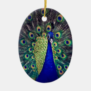 Kobaltblauer Pfau Keramikornament