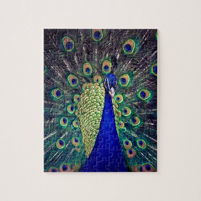 Kobaltblauer Pfau Puzzle (Vertikal)