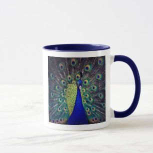 Kobaltblauer Pfauen-Kaffeebecher Tasse