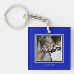 Kobaltblaues Hochzeitspaar anpassbar Schlüsselanhänger