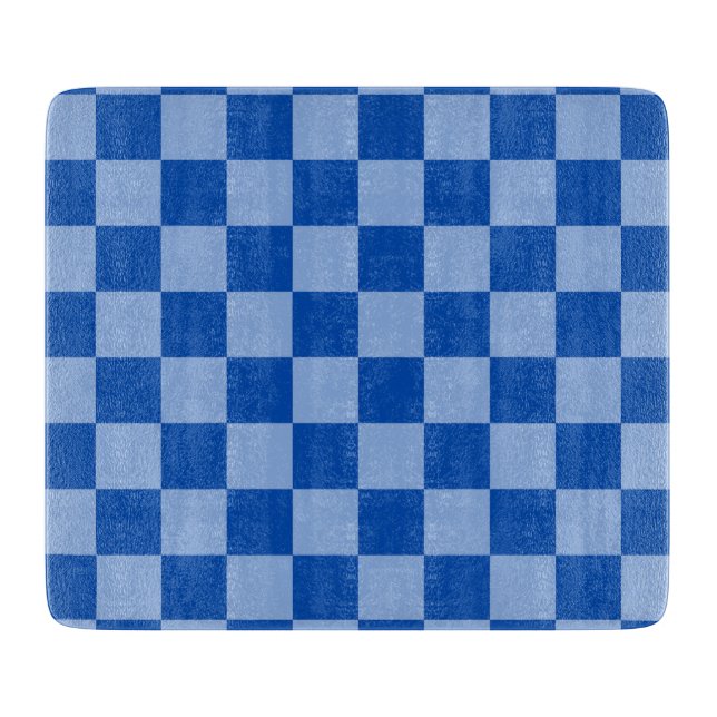 Kobaltblaues Schachbrettmuster Schneidebrett (Vorderseite)