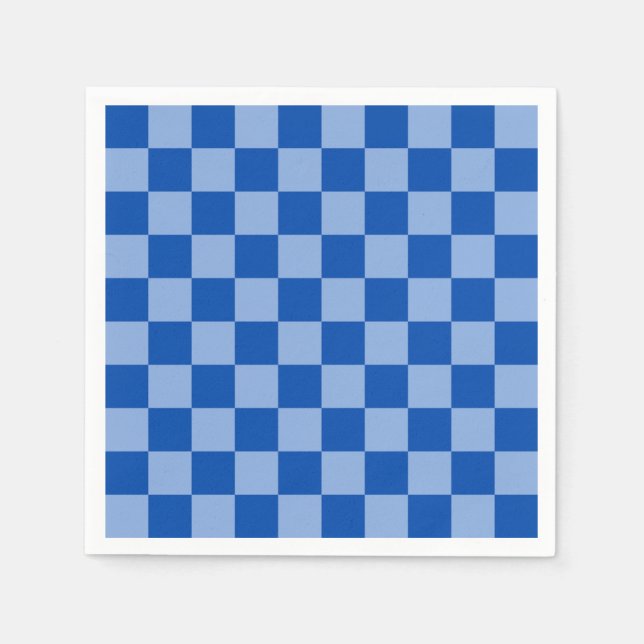 Kobaltblaues Schachbrettmuster Serviette (Vorderseite)