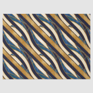 Kobaltblaues und goldenes Art Deco-Marmor-Muster Seidenpapier