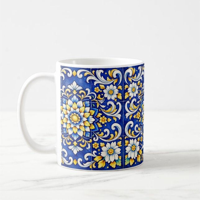 Kobaltblüten-Azulejo-Tasse Kaffeetasse (Links)