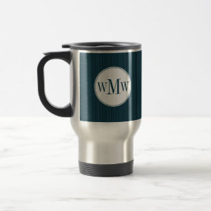 Kobaltpinstripe-Monogramm-Tasse Reisebecher