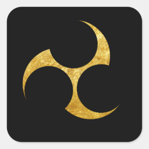 Kobayakawa Mon Japanischer Clan Imitat Gold auf sc Quadratischer Aufkleber