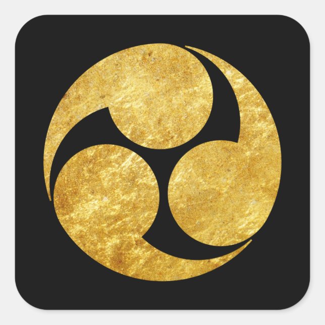 Kobayakawa Mon Japanischer Clan Imitat Gold auf sc Quadratischer Aufkleber (Vorderseite)
