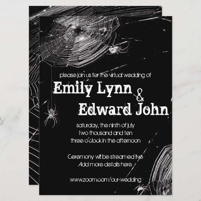 Kobbahnen & White Spiders Virtual Wedding Einladung (Vorne/Hinten)