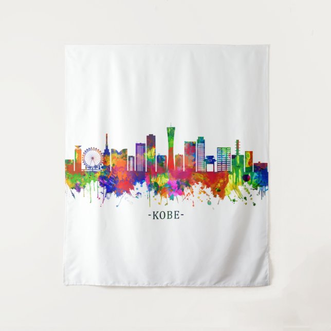 Kobe Japan Skyline Wandteppich (Vorderseite)