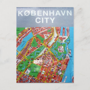 København Stadtplan Postkarte