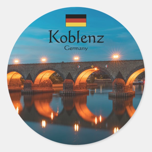 Koblenz Germany Souvenir Runder Aufkleber (Vorderseite)