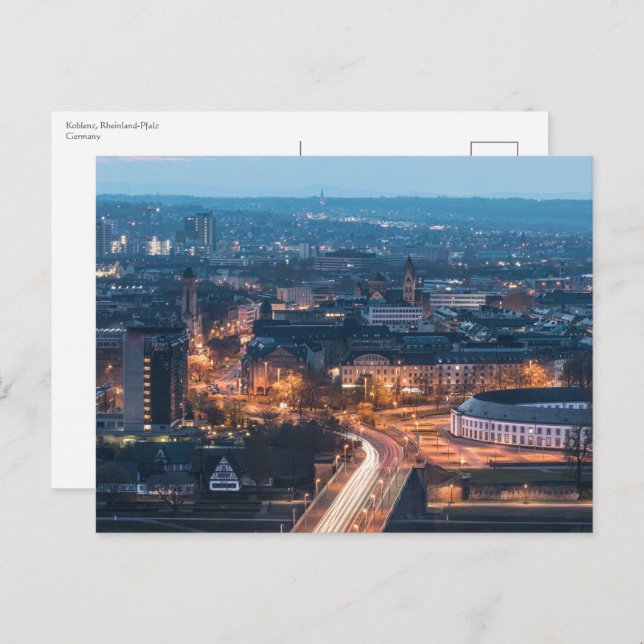 Koblenz in der Nacht Postkarte (Vorne/Hinten)