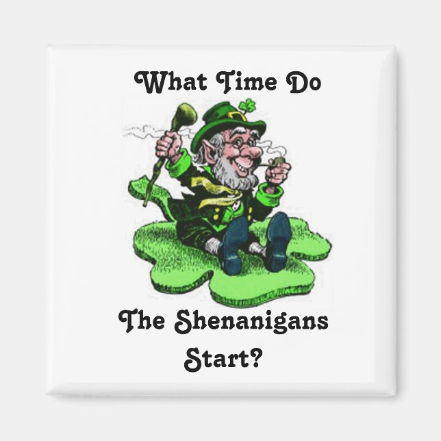 Kobold auf einem Kleeblatt Magnet (Vorne)