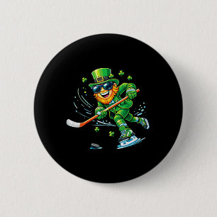Kobold beim Eishockeyspiel am St. Patrick's Day Button