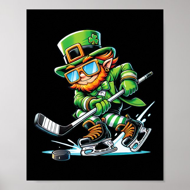 Kobold beim Eishockeyspiel am St. Patrick's Day Sp Poster (Vorne)