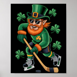 Kobold beim Hockey spielen St. Patricks Day Sport Poster
