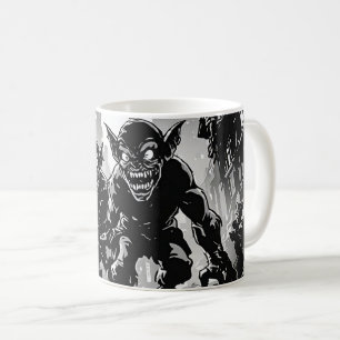 Kobold-Dämonen Verlassene Stadt BW Retro-Comic-Sti Kaffeetasse