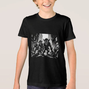 Kobold-Dämonen Verlassene Stadt BW Retro-Comic-Sti Tri-Blend Shirt