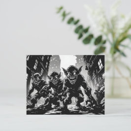 Kobold-Dämonen Verlassene Straße BW 50er Grafiksti Postkarte
