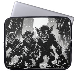 Kobold-Dämonen verwüstete Stadt Retro-50er-Grafiks Laptopschutzhülle