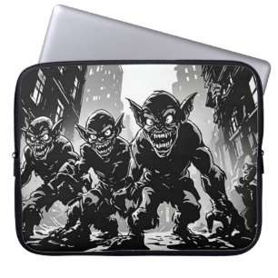 Kobold-Dämonen verwüstete Stadt Retro-50er-Grafiks Laptopschutzhülle