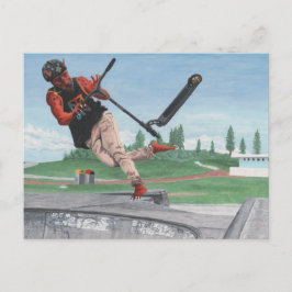 Kobold Kick Scooter Tricks Fantasy Art Postkarte