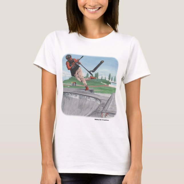 Kobold Kick Scooter Tricks Fantasy Art T - Shirt (Vorderseite)