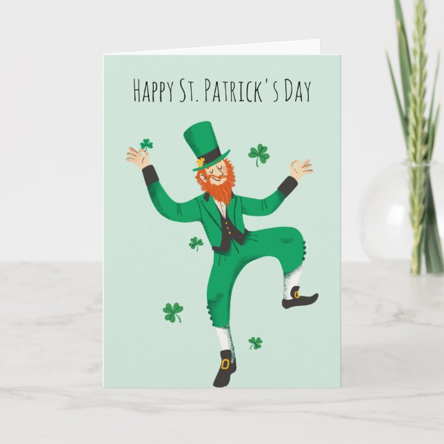 Kobold Kleeblatt Frohen St. Patrick's Day Karte (Vorderseite)