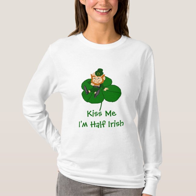 Kobold Kleeblatt - Kiss Me I m Half Irish T-Shirt (Vorderseite)