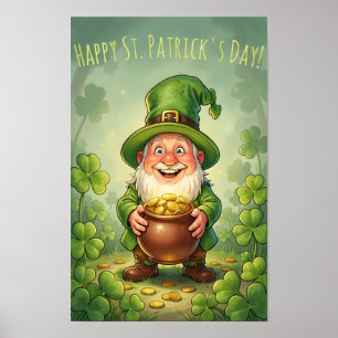 Kobold Leprechaun Frohen St. Patrick's Day Kleebla Poster