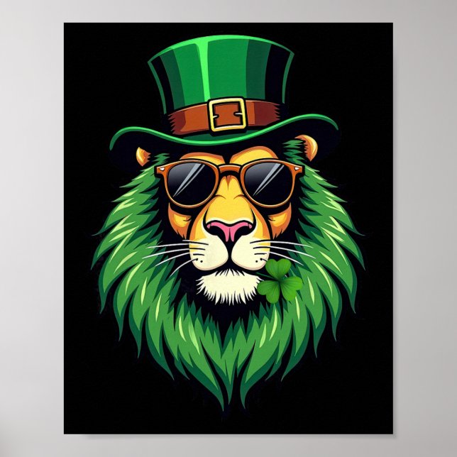 Kobold Löwe St. Patrick's Day Irischer Shamrock L Poster (Vorne)