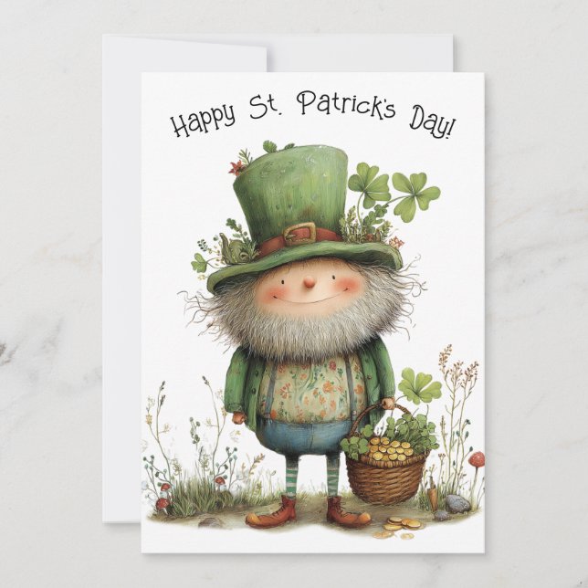 Kobold Lustiger Leprechaun Frohen St. Patrick's Da Karte (Vorderseite)